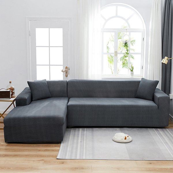 Milk Silk Solid Color Texture Sofa Cover Elastic Sofa Cover All-Inclusive Universal Full Cover Chaise Longue Sofa Cover-image