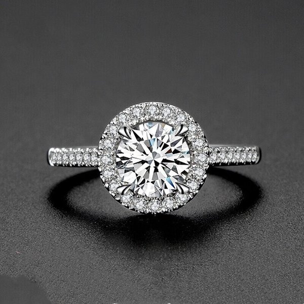D Color One Carat Pure Silver For Marriage Proposal, Engagement Ring, Moissanite Diamond Round Package Ring