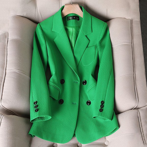 Women's Clothing Green Casual Suit Autumn And Winter Professional Formal Wear Fashionable Temperament Goddess Style Small Suit Four Button Coat-image