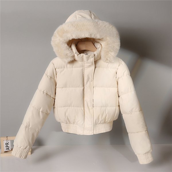 Women's Clothing Special Winter New Large Fur Collar Cotton Jacket For Women Slim Fit Small Thickened Student Jacket-image