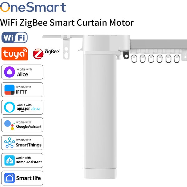 OneSmart Tuya Life Wifi Zigbee Electric Smart Curtains Drive Motor Rail Rod Track System Support Google Assistant Alexa