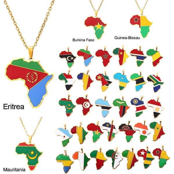 Stainless Steel Oil Drops Africa Map Ivory Coast Rwanda Egypt Uganda Necklace Jewelry