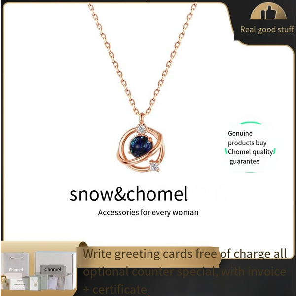 Snow&Homel Necklace Women's Summer Pure Silver Planet Pendant Light Luxury Niche High-End Design Valentine's Day Gift-image