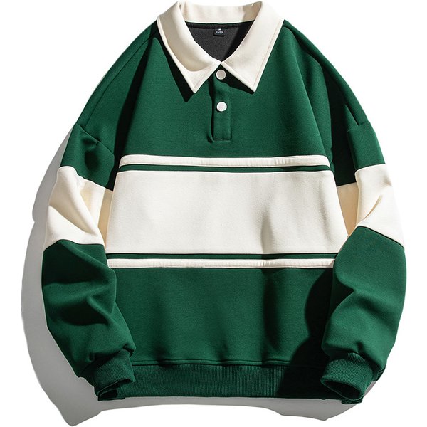Man's clothing Hoodie men's trend brand popular loose color patchwork lapel hoodie men