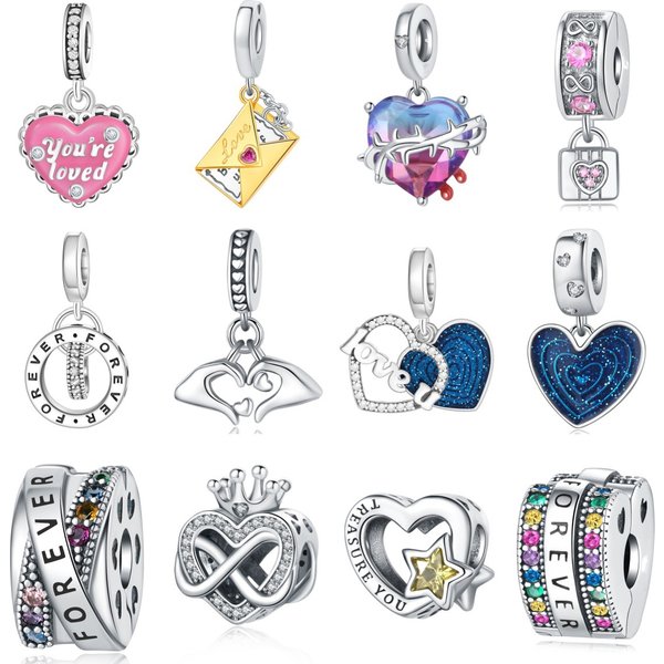 Women's Jewelry Forever Love Color Zirconium Positioning Buckle Charm Pendant Beads Diy Jewelry Bracelet Accessories Copper Silver-image