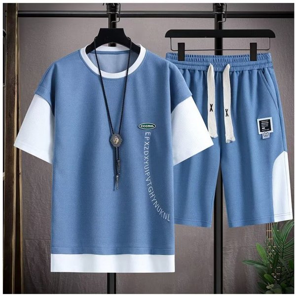 Men's Clothing Sports Suit Short-Sleeved Wear Thin Loose Casual Teenagers Shorts