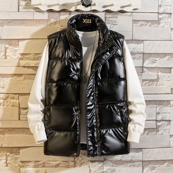Men's Fashion Stand Collar Vest Sleeveless Jacket - Lightweight Quilted Puffer Gilet For Streetwear & Casual Wear (Black, M-4XL)-image