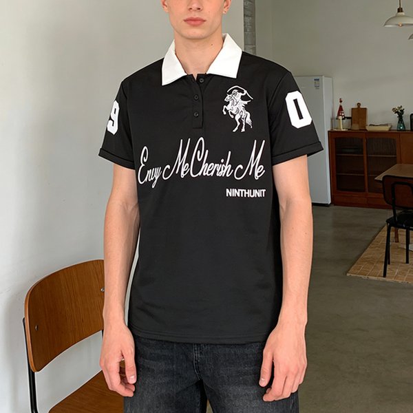 Y2K Short Sleeve Polo Shirt Men's Clothing Printed Pattern Top Dark Gothic Vintage Summer Street Wear-image