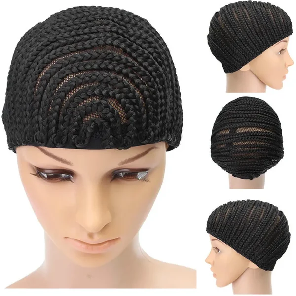Cornrow Braiding Wig Cap Black Adjustable Strap Spandex Net Elastic Dome Mesh Lace Cap
