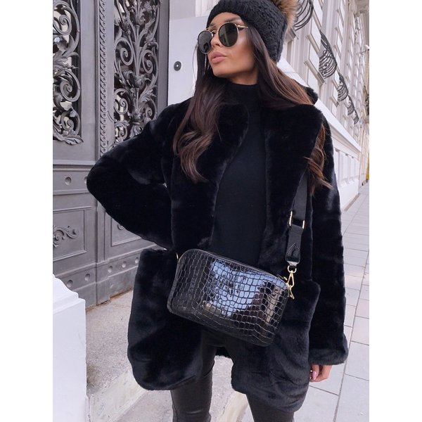 temperament commuter long-sleeved lapel fur coat solid color warm slim coat women's fur