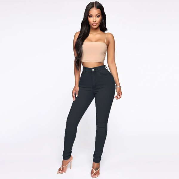 Women's High Waist Skinny Jeans - Butt Lifting Stretch Denim Pants For Curvy Fit (Black, Gray, Light Blue, Dark Blue)-image