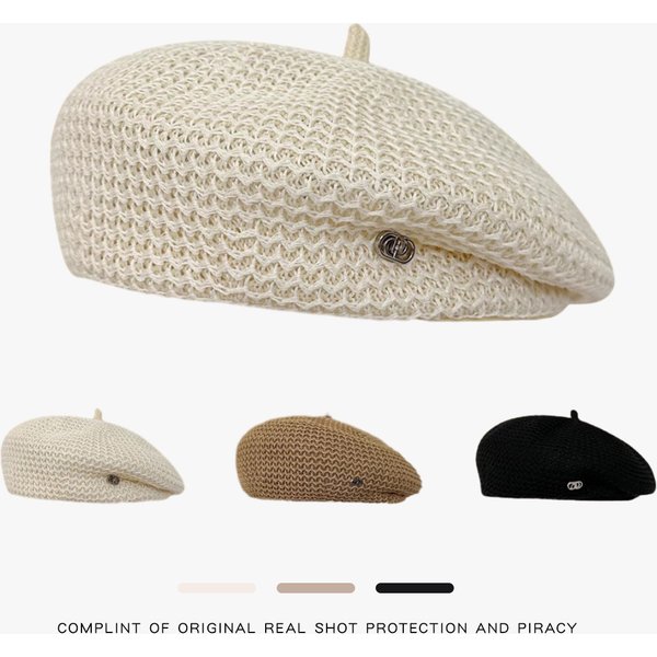 Unisex Solid color pleated styling Beret hat for women light breathable little Bud face painter hat