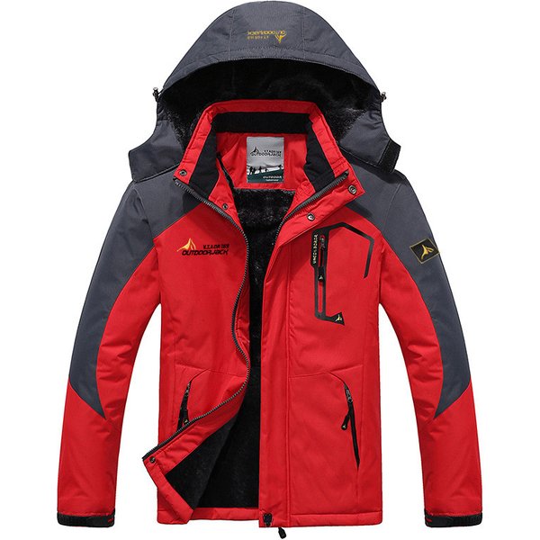 Ski Jacket Men Warm Suit Thermal Ski Snowboard Winter Outdoor Coat Fleece Thick Hooded Windproof Size Sports