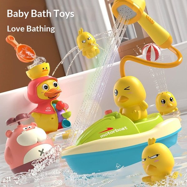 New Little Yellow Duck Shower Electric Spray Summer Children's Bathroom Water Play Baby Bath Toy Spinning Fun-image
