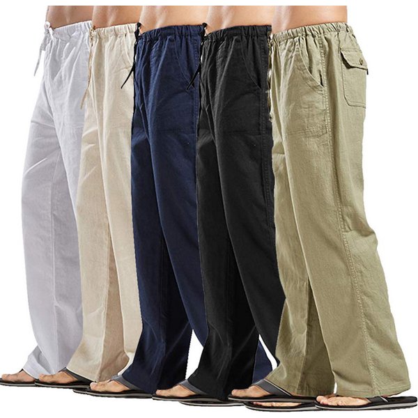 Spring Linen Wide Men Pants Korean Trousers Oversize Cotton Streetwear Male New Yoga Pants Casual Men Clothing Sweatpants