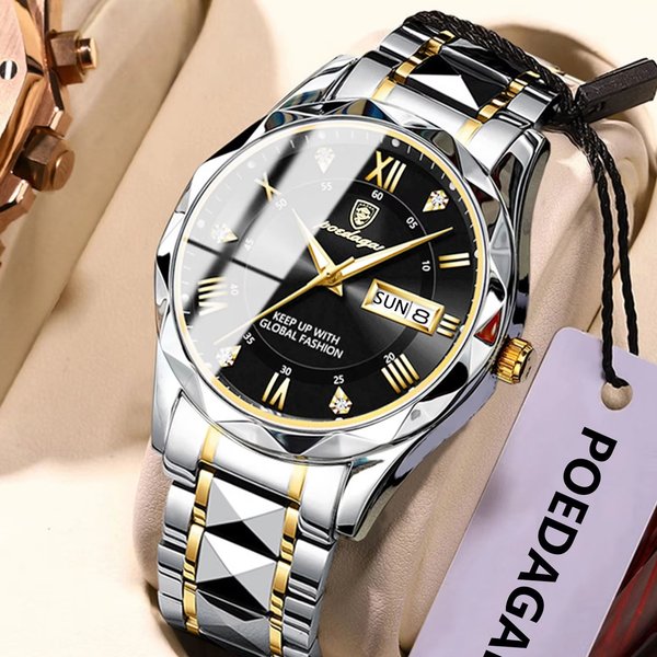 Luxury Brand Men's Watches Waterproof Stainless Steel Luminous Man Wristwatch Date Week Quartz Business Men Clock Reloj-image