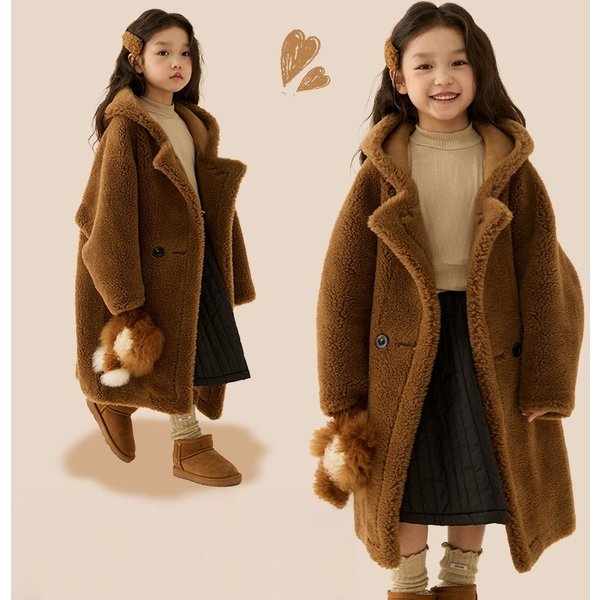 2025 New Fur And Fur Coat For Middle And Large Children's Temperament Autumn And Winter Clothing Warm Off Season Clearance Cotton Padded Jacket