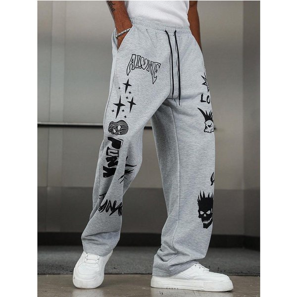 Men's Streetwear Jogger Pants – Loose-Fit Hip Hop Sweatpants With Drawstring (Gray, S-XXL)-image