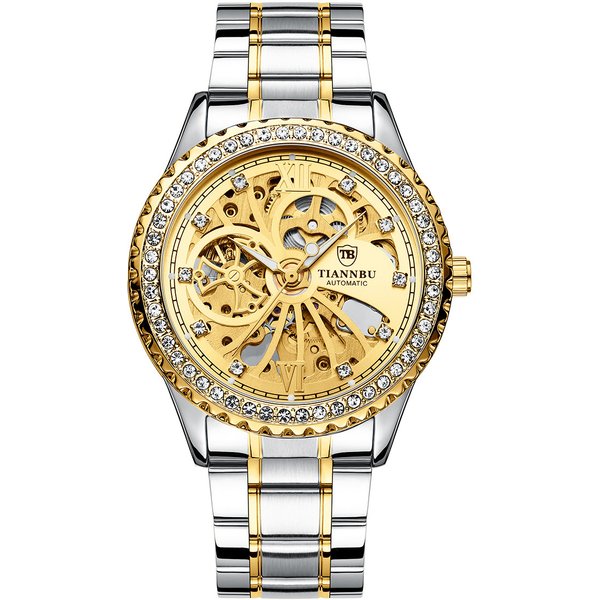Men's Watches Automatic Mechanical Watch Men's Watch Tourbillon Hollow Diamond Inlaid Steel Belt Glow-In-The-Dark Waterproof High-Grade Watch-image