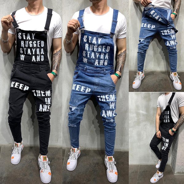 Men's Clothing Bib Pants, Slim Fit, Slim Men's Pants, Cross-border Exclusive, European Popular Men's Bib Pants