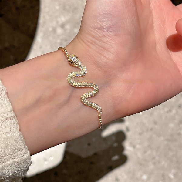 Temperament Ladies Micro-Inlaid Snake-Shaped Bracelet New Niche All-Match Ins Style High-End Bracelet-image