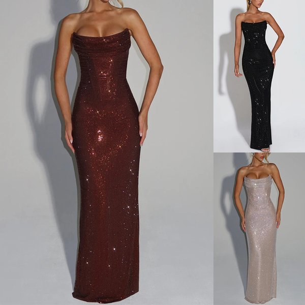 Elegant Sequin Mermaid Gown – Slim-Fit Sparkly Evening Dress For Galas & Parties (S-XL) | White/Black/Burgundy