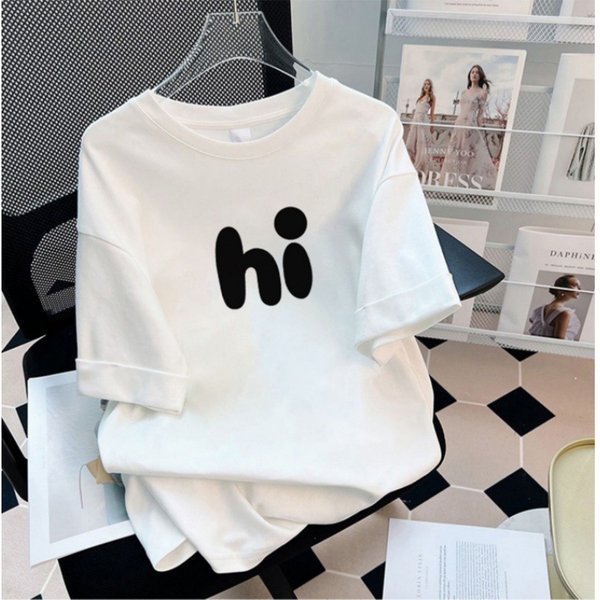 Women's new tops mid-length loose large size casual age-reducing letter short-sleeved T-shirt female fashion all-match