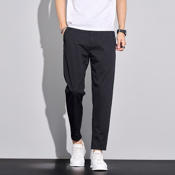 Men's Clothing Summer Nine Points Casual Pants Men's Fashion New Elastic Straight Boys' Trousers Slim Fit Pants Men