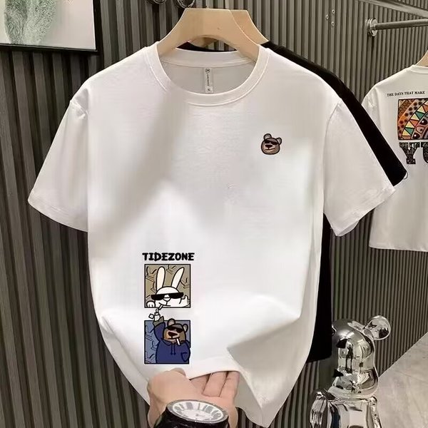 Men's Clothing Summer New Short Sleeve T Shirt Style Casual Printed T Shirt Half Sleeve Black-image