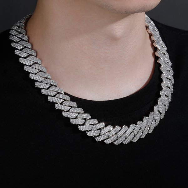 Men's Jewelry Cuban Link Chain With Rhombus Design Full Cz Stones Hip Hop Style Bracelet 20MM Diamond Full Diamond Cuban Chain Full Zircon Jewelry-image