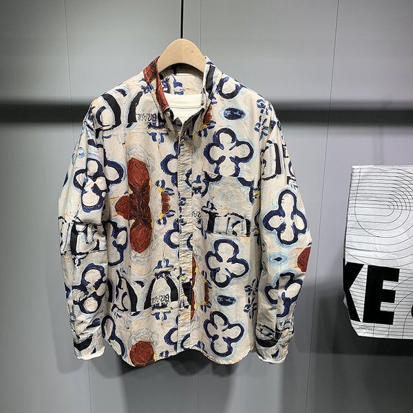 Men's Clothing Retro Style Long Sleeve Shirt All Over Print Loose Fit Korean Style Fashionable And Unique Collared Shirt For Autumn-image