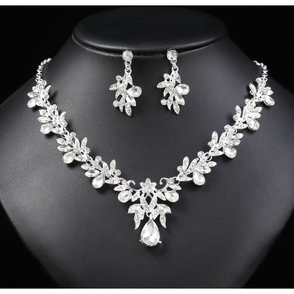 Hot Selling Bride Necklace Set With High-End Crystal Diamond Wedding Dress, Banquet Dress Accessories Matching-image