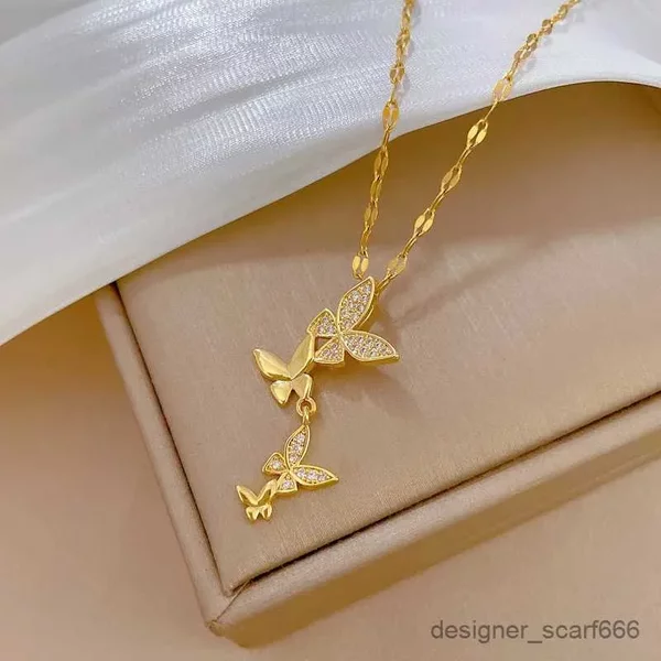 Pendant Necklaces Exquisite Butterfly Tassel Light Luxurious Temperament Gorgeous Necklace Fashion Classic Versatile-image