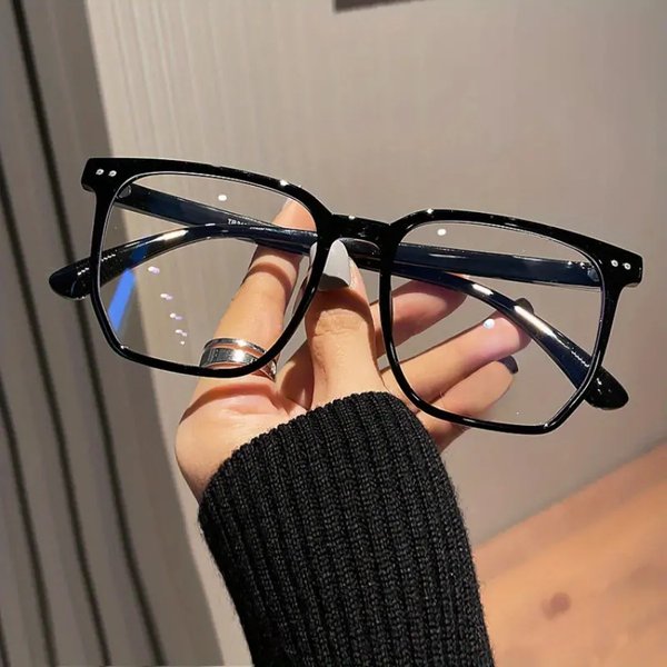 Blue Light Blocking Large Square Glasses Fashionable For Men And Women Clear Lens Glasses 1Pc-image