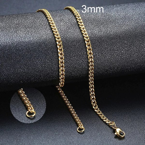 Chain Necklaces Punk Stainless Steel Necklace For Men Women Gold Chain-image