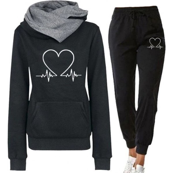 Women's printed hoodie set autumn-winter hoodie tracksuit