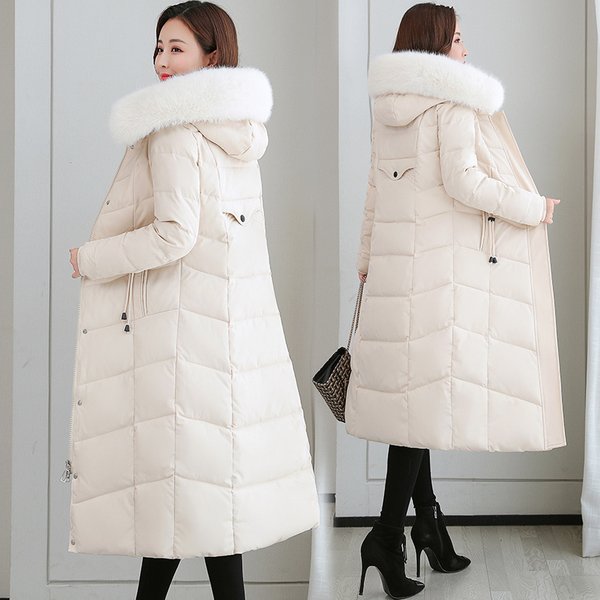 Women's Clothing Winter Cotton Coat Fashionable Large Fur Collar Khaki Down Cotton Coat And Jacket-image