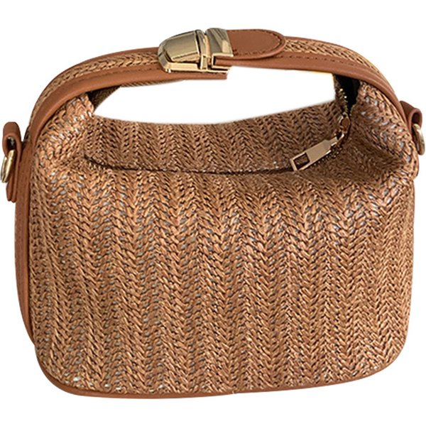 Korea Dongdaemun Ins Straw Woven Small Bag Casual Women's Bag Hand Held Shoulder Crossbody Bag 2024 Summer New Style-image