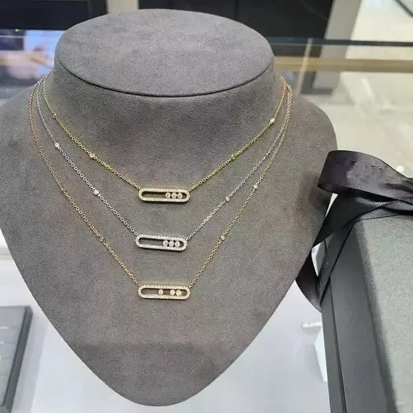 Gemstone Fashion Jewelry Designer Necklaces For Women Four Leaf Clover Necklace Metal Chain Thin Pendant Charm-image