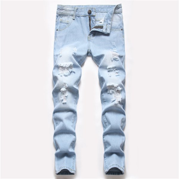 Kids’ Clothing Boys Special Straight Leg Ripped Trousers Washed Non Stretch Denim