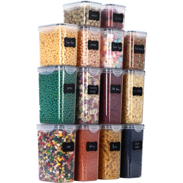 14-Piece Sealed Jar Set Kitchen Crisper Food Grade Pp Storage Box Grains Transparent Plastic Storage Jar-image