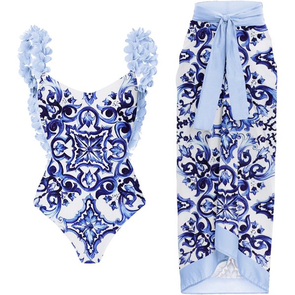 Women's Clothing One-piece Swimsuit Backless Applique Printed Swimsuit For Women