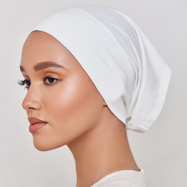 Women's Hijab modal cotton bottoming hat with two ends through solid color comfortable breathable ladies headscarf