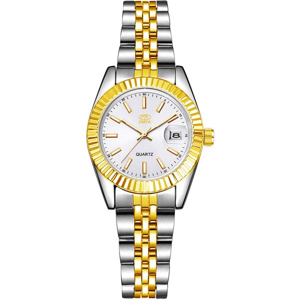 Waterproof Rhinestone Scale Women's Watch Calendar Quartz Ladies Gold Watch