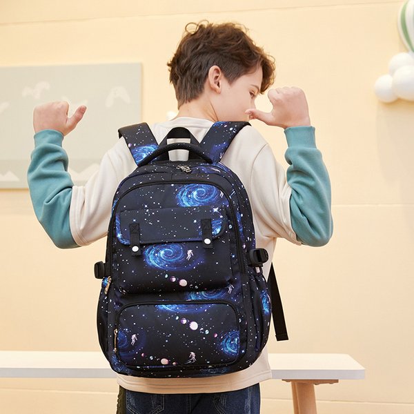 Kids Backpacks Children's Schoolbag New Large Capacity Children's Backpack Primary School Boy's Schoolbag Starry Sky Print Backpack Male-image