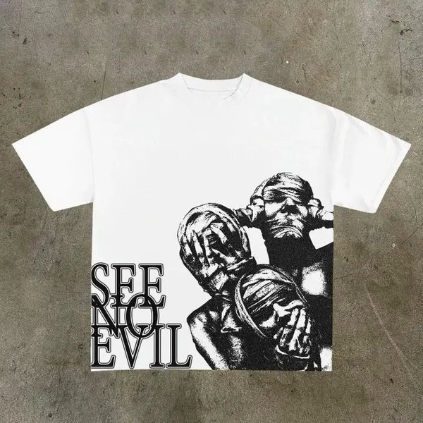 Men's Clothing Print Large Size T Shirt Gothic Graphic T Shirt Y2K Top Armed Gothic Men's Short Sleeve-image
