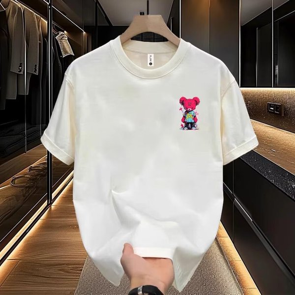 Men's Clothing Fun Cartoon Print Short Sleeved T Shirt Heavyweight Loose Versatile T Shirt Tops-image