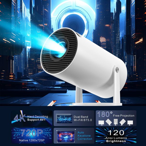 HY300 Barrel Projector Android Intelligent 3326 Chip High Definition Portable Home Outdoor-image