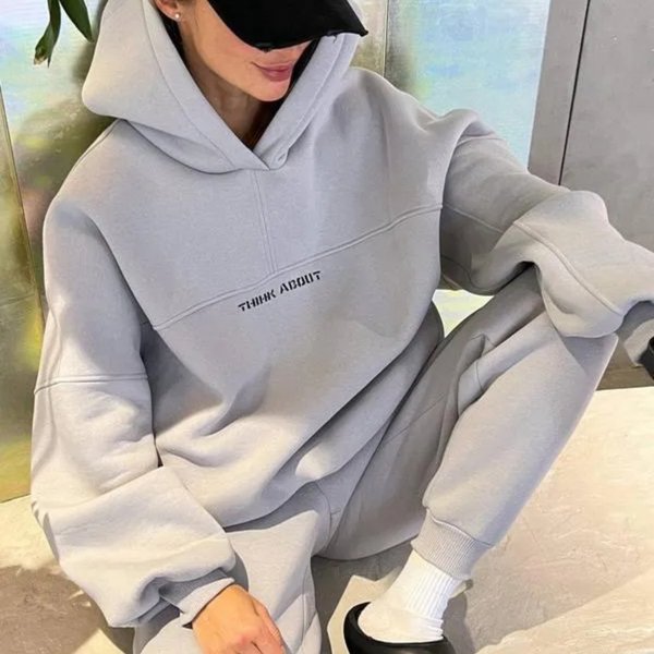Women's Fashion Hooded Printed Sweatshirt Sports And Leisure Suit-image
