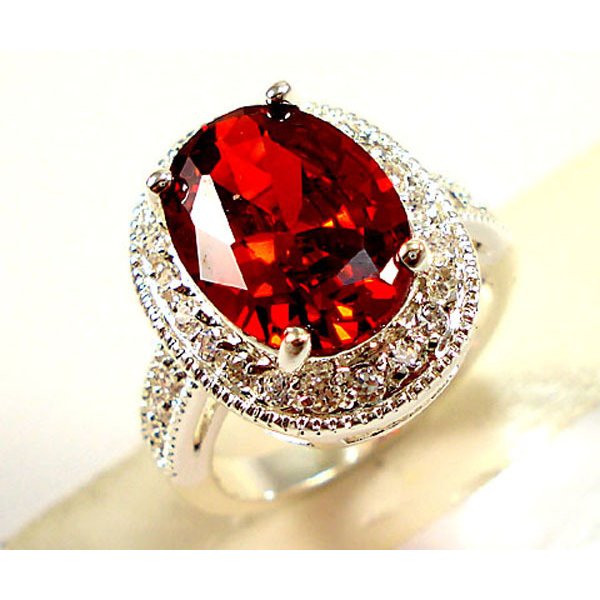 Elegant Lady's Red Corundum Ring Large Zircon Fashion Party First Jewelry-image